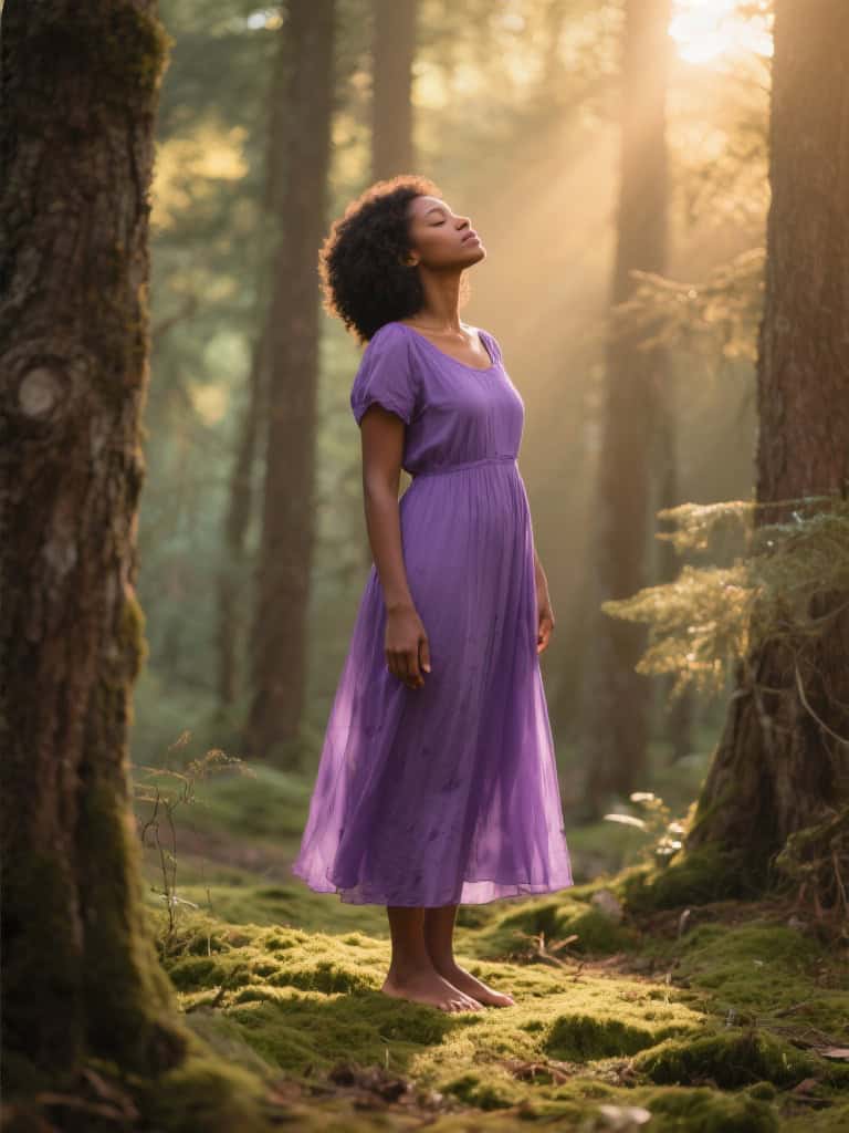 purple-dress-woman-in-forest