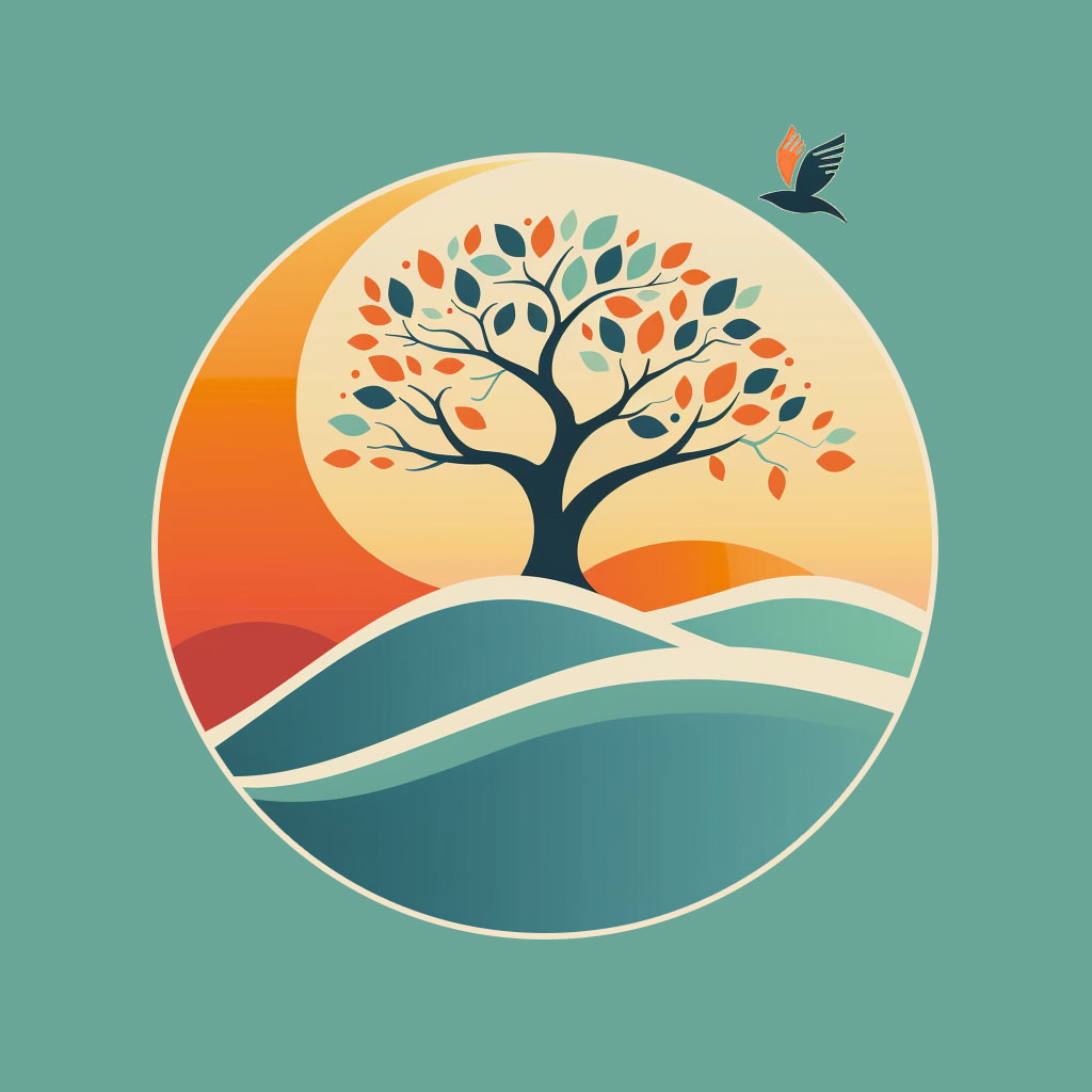 Orange Oasis Logo example on teal background